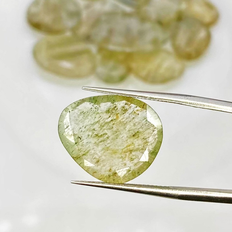 77.05 Carat Green Rutile 12.5-21mm Rose Cut Irregular Shape AA Grade Gemstones Parcel - Total 16 Pcs.