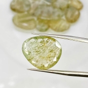77.05 Carat Green Rutile 12.5-21mm Rose Cut Irregular Shape AA Grade Gemstones Parcel - Total 16 Pcs.