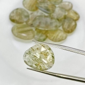 77.05 Carat Green Rutile 12.5-21mm Rose Cut Irregular Shape AA Grade Gemstones Parcel - Total 16 Pcs.
