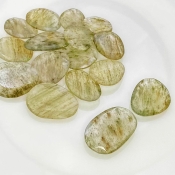 77.05 Carat Green Rutile 12.5-21mm Rose Cut Irregular Shape AA Grade Gemstones Parcel - Total 16 Pcs.