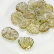 77.05 Carat Green Rutile 12.5-21mm Rose Cut Irregular Shape AA Grade Gemstones Parcel - Total 16 Pcs.