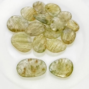 77.05 Carat Green Rutile 12.5-21mm Rose Cut Irregular Shape AA Grade Gemstones Parcel - Total 16 Pcs.