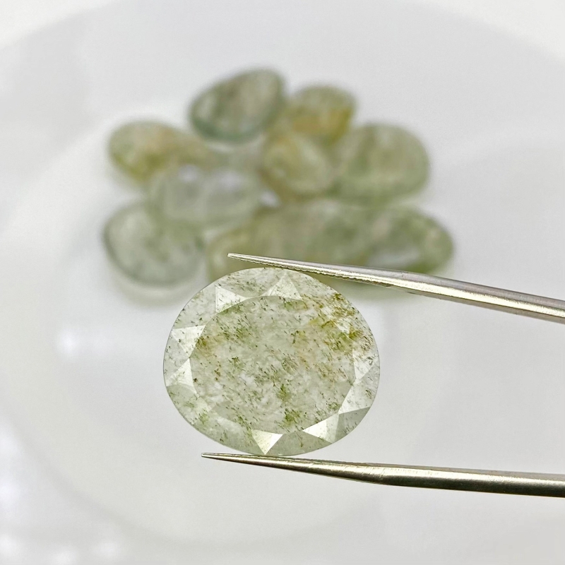 146.7 Carat Green Rutile 18.5-27mm Rose Cut Irregular Shape AA Grade Gemstones Parcel - Total 12 Pcs.