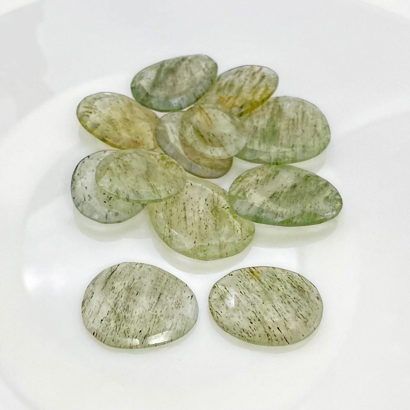 146.7 Carat Green Rutile 18.5-27mm Rose Cut Irregular Shape AA Grade Gemstones Parcel - Total 12 Pcs.