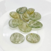 146.7 Carat Green Rutile 18.5-27mm Rose Cut Irregular Shape AA Grade Gemstones Parcel - Total 12 Pcs.