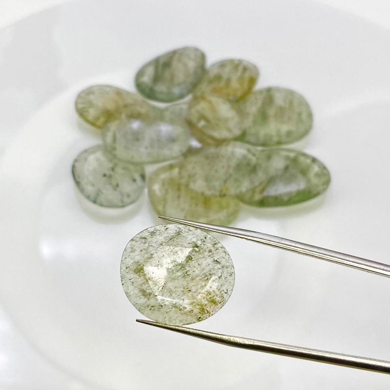 146.7 Carat Green Rutile 18.5-27mm Rose Cut Irregular Shape AA Grade Gemstones Parcel - Total 12 Pcs.