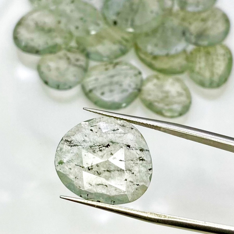 132.95 Carat Green Rutile 12.5-20mm Rose Cut Irregular Shape AAA Grade Gemstones Parcel - Total 20 Pcs.