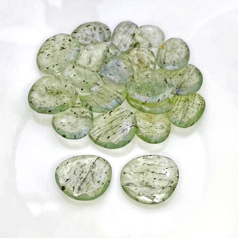 132.95 Carat Green Rutile 12.5-20mm Rose Cut Irregular Shape AAA Grade Gemstones Parcel - Total 20 Pcs.