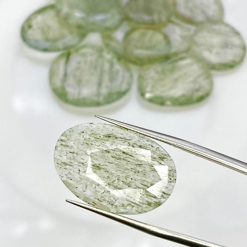 141 Carat Green Rutile 15.5-29mm Rose Cut Irregular Shape AA Grade Gemstones Parcel - Total 13 Pcs.