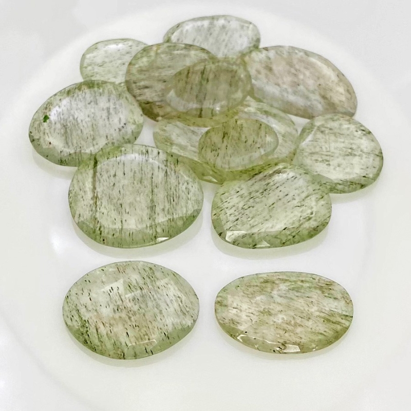 141 Carat Green Rutile 15.5-29mm Rose Cut Irregular Shape AA Grade Gemstones Parcel - Total 13 Pcs.