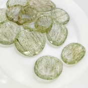 141 Carat Green Rutile 15.5-29mm Rose Cut Irregular Shape AA Grade Gemstones Parcel - Total 13 Pcs.