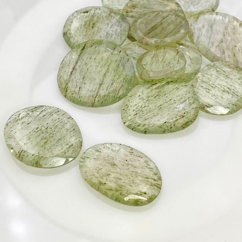 141 Carat Green Rutile 15.5-29mm Rose Cut Irregular Shape AA Grade Gemstones Parcel - Total 13 Pcs.