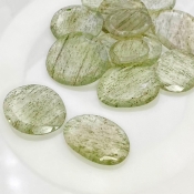 141 Carat Green Rutile 15.5-29mm Rose Cut Irregular Shape AA Grade Gemstones Parcel - Total 13 Pcs.