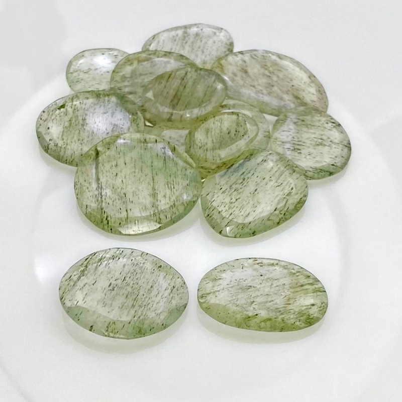141 Carat Green Rutile 15.5-29mm Rose Cut Irregular Shape AA Grade Gemstones Parcel - Total 13 Pcs.