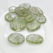 141 Carat Green Rutile 15.5-29mm Rose Cut Irregular Shape AA Grade Gemstones Parcel - Total 13 Pcs.