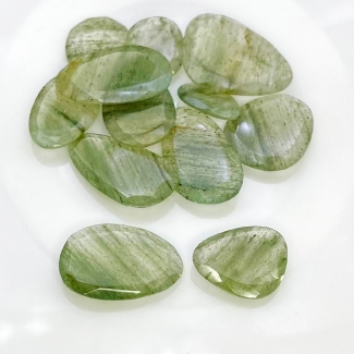 136 Carat Green Rutile 16-30mm Rose Cut Irregular Shape AA Grade Gemstones Parcel - Total 12 Pcs.