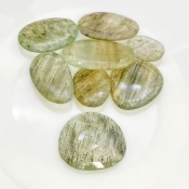126.65 Carat Green Rutile 18-32mm Rose Cut Irregular Shape AA Grade Gemstones Parcel - Total 8 Pcs.