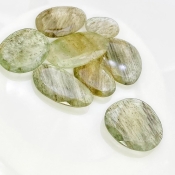 126.65 Carat Green Rutile 18-32mm Rose Cut Irregular Shape AA Grade Gemstones Parcel - Total 8 Pcs.