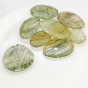 126.65 Carat Green Rutile 18-32mm Rose Cut Irregular Shape AA Grade Gemstones Parcel - Total 8 Pcs.