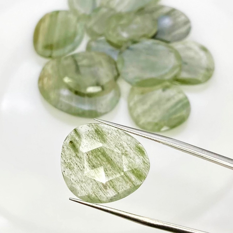 124.8 Carat Green Rutile 14-28mm Rose Cut Irregular Shape AA Grade Gemstones Parcel - Total 13 Pcs.