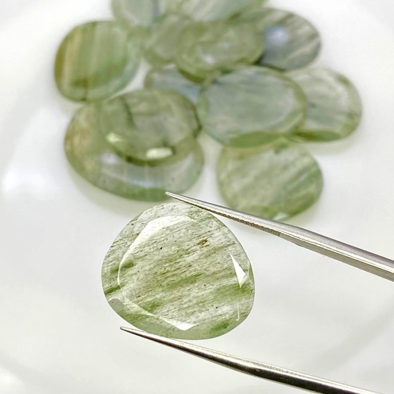 124.8 Carat Green Rutile 14-28mm Rose Cut Irregular Shape AA Grade Gemstones Parcel - Total 13 Pcs.