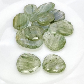 124.8 Carat Green Rutile 14-28mm Rose Cut Irregular Shape AA Grade Gemstones Parcel - Total 13 Pcs.