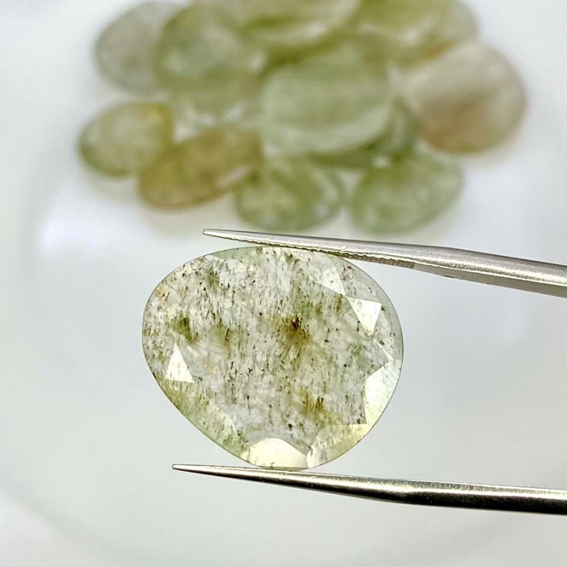 107.55 Carat Green Rutile 13.5-22mm Rose Cut Irregular Shape AA Grade Gemstones Parcel - Total 17 Pcs.