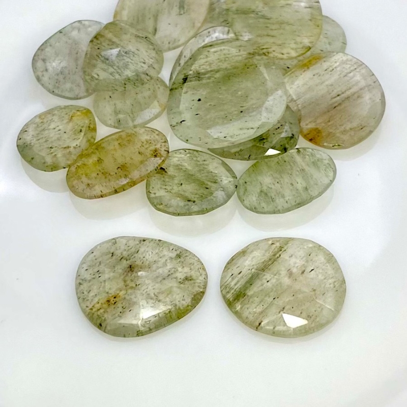 107.55 Carat Green Rutile 13.5-22mm Rose Cut Irregular Shape AA Grade Gemstones Parcel - Total 17 Pcs.