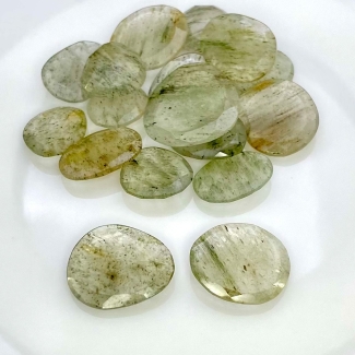 107.55 Carat Green Rutile 13.5-22mm Rose Cut Irregular Shape AA Grade Gemstones Parcel - Total 17 Pcs.