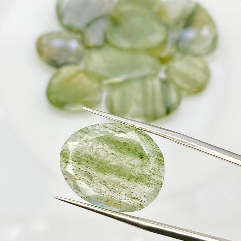 102 Carat Green Rutile 15-28mm Rose Cut Irregular Shape AA Grade Gemstones Parcel - Total 12 Pcs.