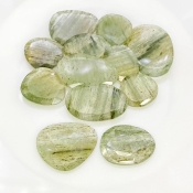 102 Carat Green Rutile 15-28mm Rose Cut Irregular Shape AA Grade Gemstones Parcel - Total 12 Pcs.