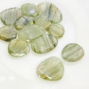 102 Carat Green Rutile 15-28mm Rose Cut Irregular Shape AA Grade Gemstones Parcel - Total 12 Pcs.