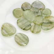 102 Carat Green Rutile 15-28mm Rose Cut Irregular Shape AA Grade Gemstones Parcel - Total 12 Pcs.