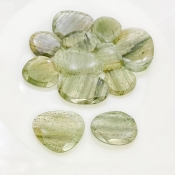102 Carat Green Rutile 15-28mm Rose Cut Irregular Shape AA Grade Gemstones Parcel - Total 12 Pcs.