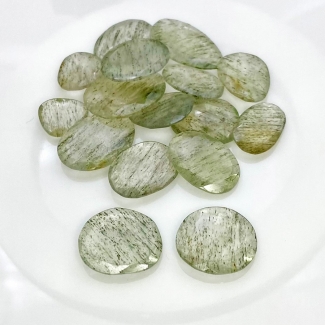 121.75 Carat Green Rutile 13.5-24mm Rose Cut Irregular Shape AA Grade Gemstones Parcel - Total 16 Pcs.