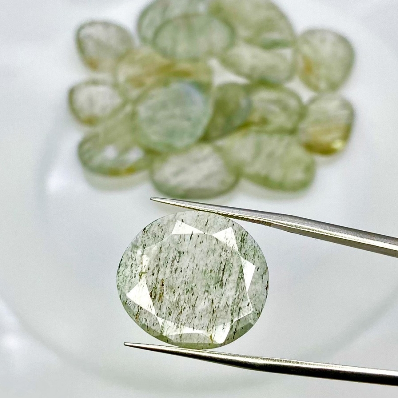 121.75 Carat Green Rutile 13.5-24mm Rose Cut Irregular Shape AA Grade Gemstones Parcel - Total 16 Pcs.