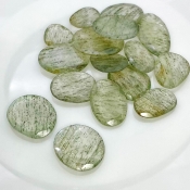 121.75 Carat Green Rutile 13.5-24mm Rose Cut Irregular Shape AA Grade Gemstones Parcel - Total 16 Pcs.