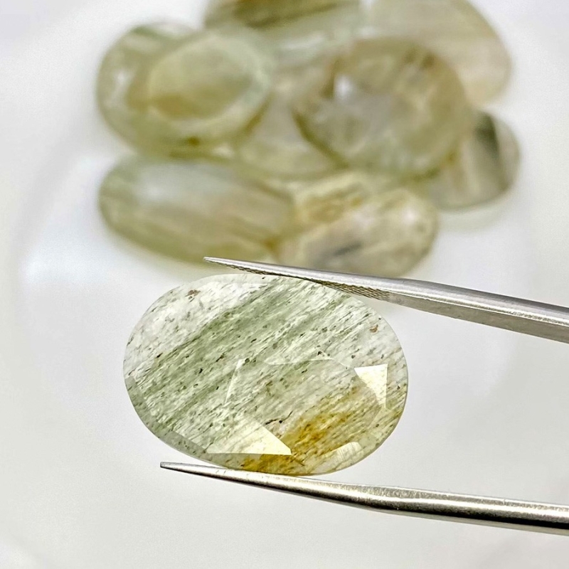 116.75 Carat Green Rutile 18-26mm Rose Cut Irregular Shape AA Grade Gemstones Parcel - Total 10 Pcs.