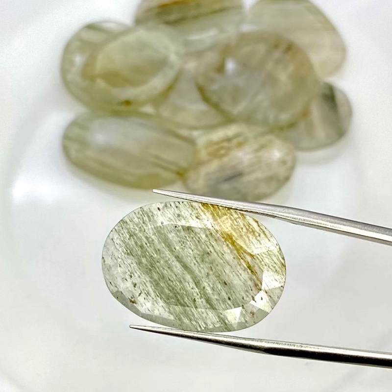116.75 Carat Green Rutile 18-26mm Rose Cut Irregular Shape AA Grade Gemstones Parcel - Total 10 Pcs.