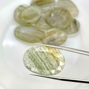 116.75 Carat Green Rutile 18-26mm Rose Cut Irregular Shape AA Grade Gemstones Parcel - Total 10 Pcs.