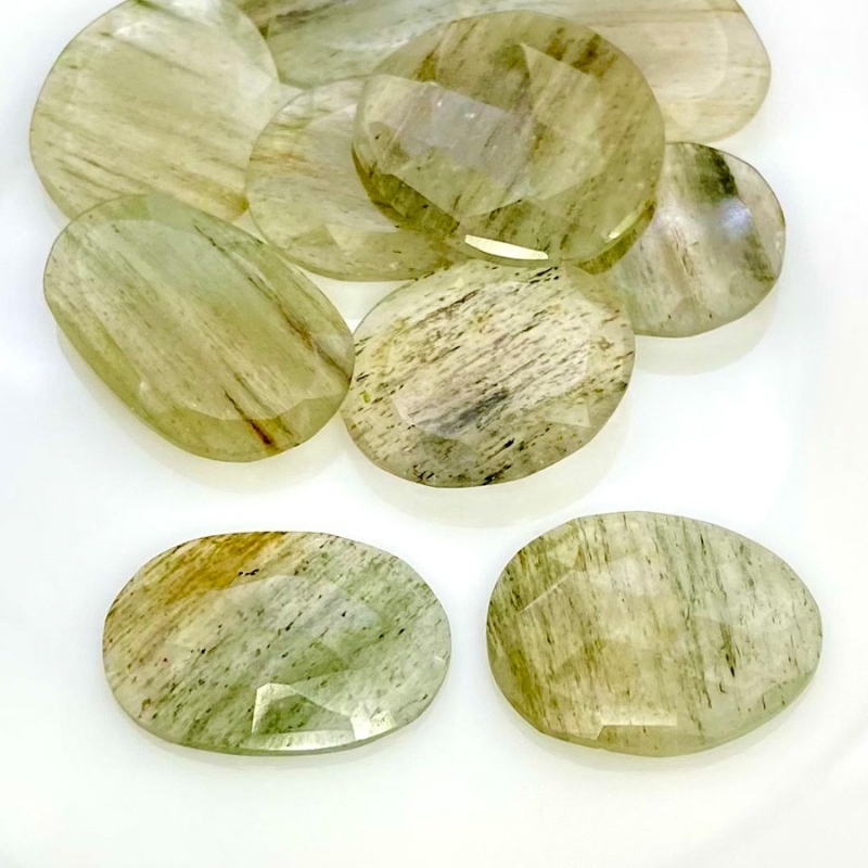 116.75 Carat Green Rutile 18-26mm Rose Cut Irregular Shape AA Grade Gemstones Parcel - Total 10 Pcs.