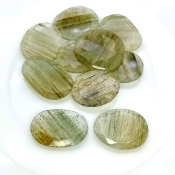 116.75 Carat Green Rutile 18-26mm Rose Cut Irregular Shape AA Grade Gemstones Parcel - Total 10 Pcs.