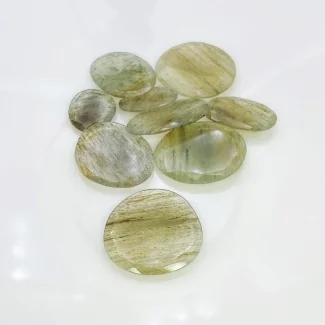 120.2 Carat Green Rutile 16.5-28mm Rose Cut Irregular Shape AA Grade Gemstones Parcel - Total 9 Pcs.