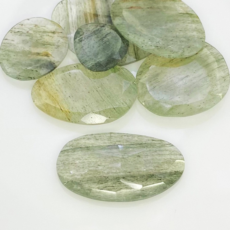 104.8 Carat Green Rutile 16-35mm Rose Cut Irregular Shape AA Grade Gemstones Parcel - Total 7 Pcs.