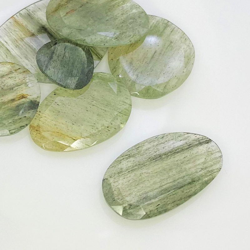 104.8 Carat Green Rutile 16-35mm Rose Cut Irregular Shape AA Grade Gemstones Parcel - Total 7 Pcs.