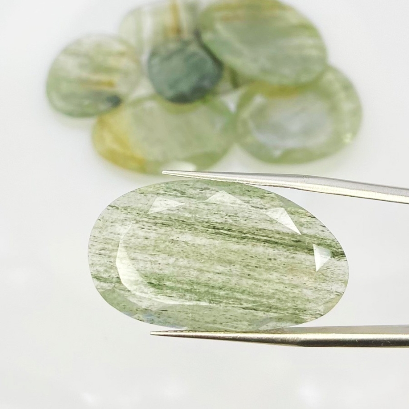104.8 Carat Green Rutile 16-35mm Rose Cut Irregular Shape AA Grade Gemstones Parcel - Total 7 Pcs.