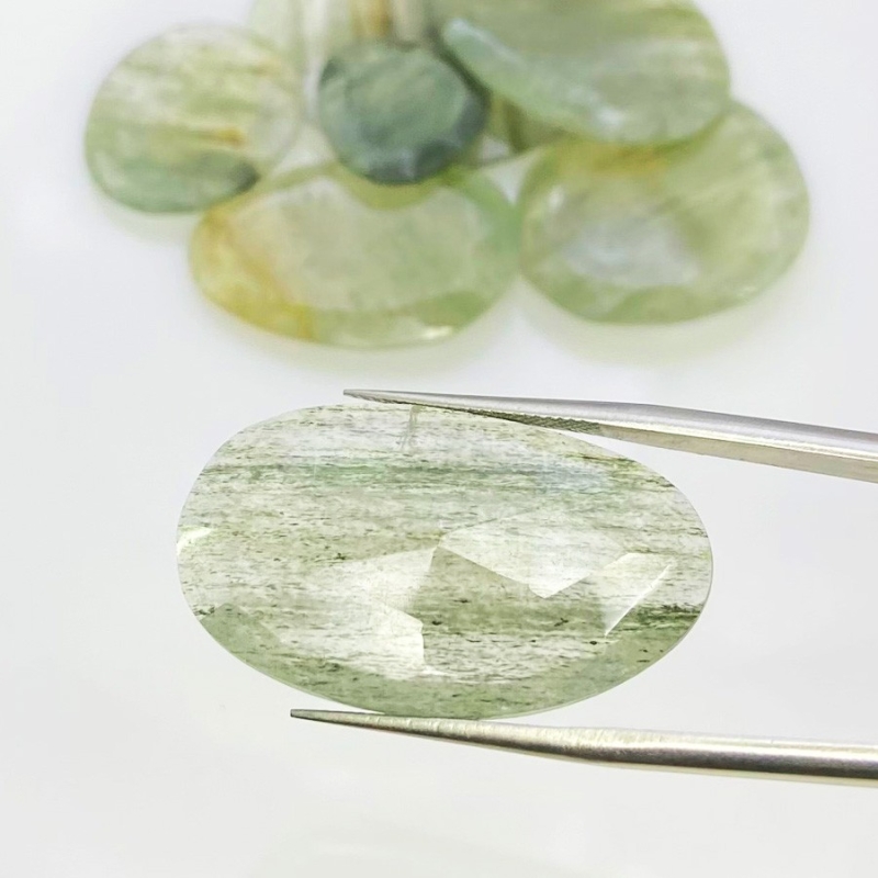 104.8 Carat Green Rutile 16-35mm Rose Cut Irregular Shape AA Grade Gemstones Parcel - Total 7 Pcs.