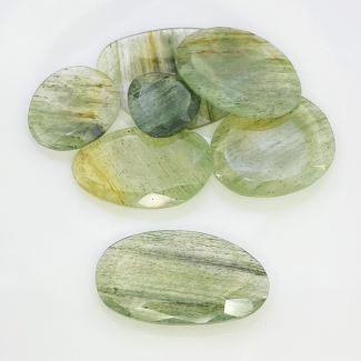104.8 Carat Green Rutile 16-35mm Rose Cut Irregular Shape AA Grade Gemstones Parcel - Total 7 Pcs.