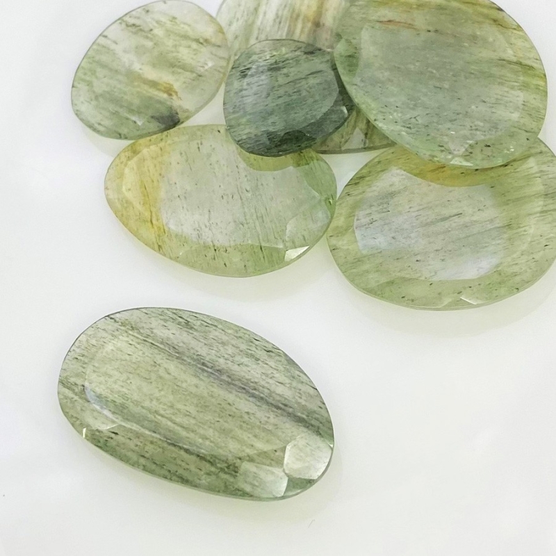 104.8 Carat Green Rutile 16-35mm Rose Cut Irregular Shape AA Grade Gemstones Parcel - Total 7 Pcs.