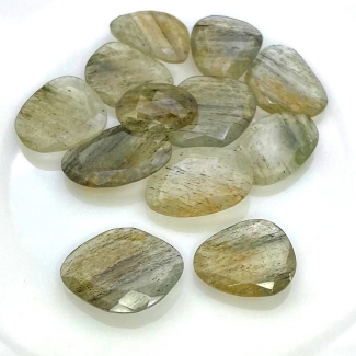 111.5 Carat Green Rutile 17x13-23x18mm Rose Cut Irregular Shape AA Grade Gemstones Parcel - Total 12 Pcs.